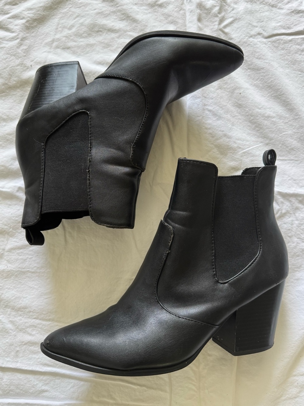 Witchy Gothic Chelsea Style Faux Leather Heeled Boots